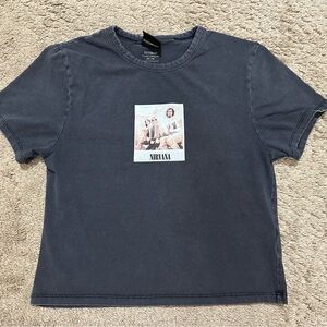 Cotton On NIRVANA Dark Gray Graphic Crop Top size Medium A-99